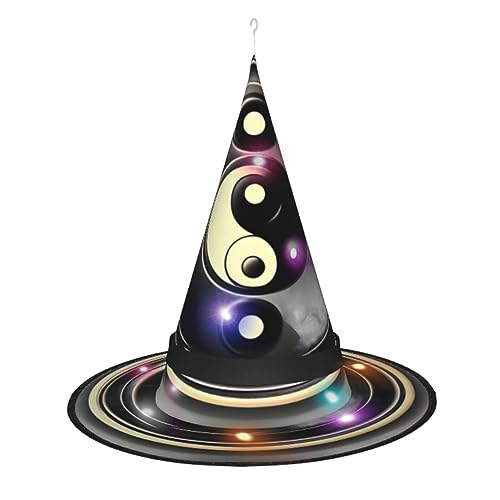 BKDODKS Halloween-Hexenhut mit Yin-Yang-Muster – beleuchteter Hexenhut für Erwachsene, Halloween, Weihnachten von BKDODKS