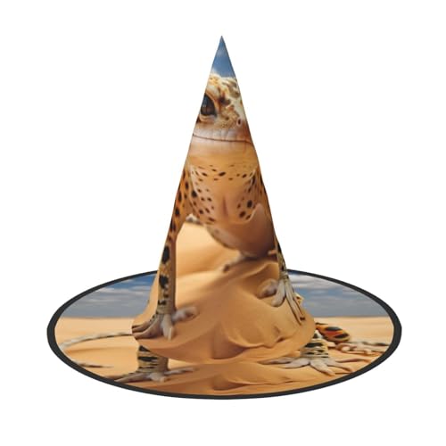 BKDODKS Lustige Halloween-Hüte mit Sand-Leoparden-Gecko-Druck, einzigartige Party-Dekoration, gruselige Hexenhüte für Damen und Herren von BKDODKS