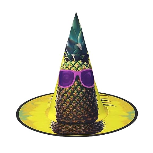 BKDODKS Lustiger Halloween-Hut, Motiv: Psych Ananas, einzigartige Party-Dekoration, gruselige Hexenhüte für Damen und Herren von BKDODKS