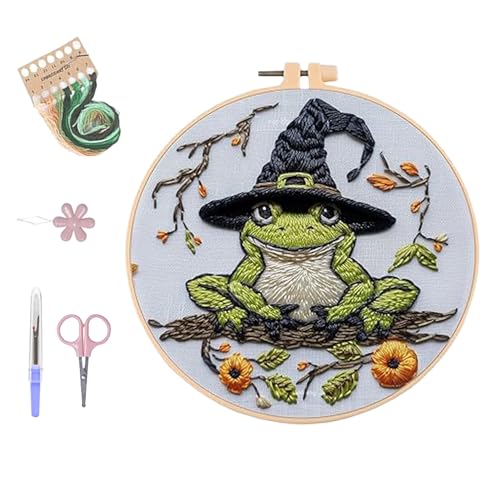 BKGBQAOW Kreuzstich Set Halloween, EnthäLt Alle Wichtigen Werkzeuge für StickanfäNger: Stickrahmen, Nadel und Faden, Englische Gebrauchsanweisung Usw,Ideal für AnfäNger von BKGBQAOW