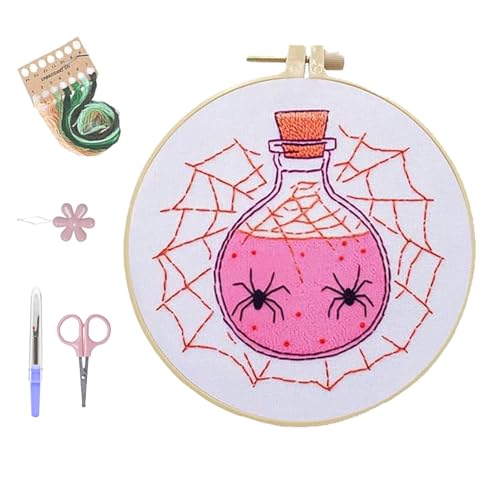 BKGBQAOW Kreuzstich Set Halloween, EnthäLt Alle Wichtigen Werkzeuge für StickanfäNger: Stickrahmen, Nadel und Faden, Englische Gebrauchsanweisung Usw,Ideal für AnfäNger von BKGBQAOW