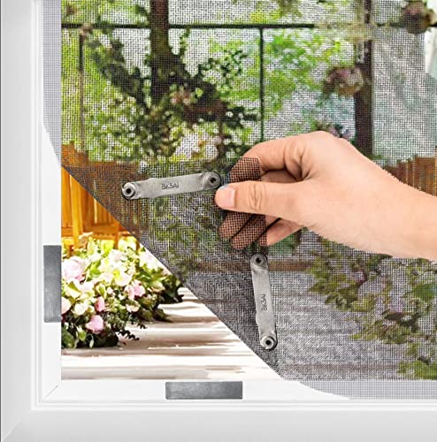 BKSAI Fliegengitter Fenster Insektenschutz Magnet ohne Bohren Moskitonetz Dachfenster Fliegenschutzgitter Zuschneibar für Innen und Außen Praktischer Magnetverschluss (100 * 130CM, Schwarz) von BKSAI