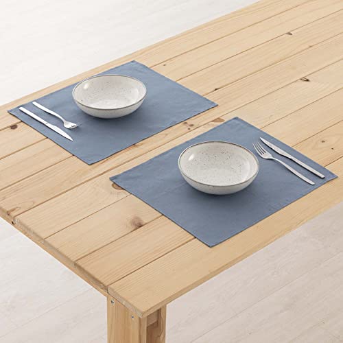 BELUM | 2er-Pack Einzel-Tischsets | 2er-Pack | Tischdecke aus 100% Leinen | 195 g | Anti-Flecken-Tischdecke, Größe 45 x 35 cm (Denim Blue) von BL BELUM
