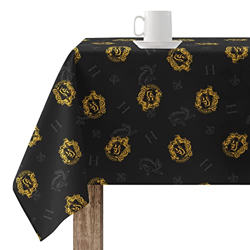 BELUM Tischdecke, 140 x 140 cm, Harry Potter, harzbeschichtet, schmutzabweisend, Modell Hufflepuff Shield Black von BL BELUM