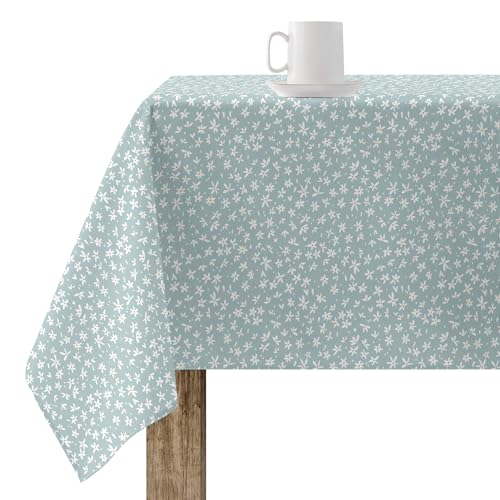 BELUM | Tischdecke, 200 x 140 cm, harzbeschichtet, schmutzabweisend, Modell 0120-33, Tischdecke ohne Wachstuch, Tischdecke ohne Steifigkeit, Baumwolle, Blau von BL BELUM