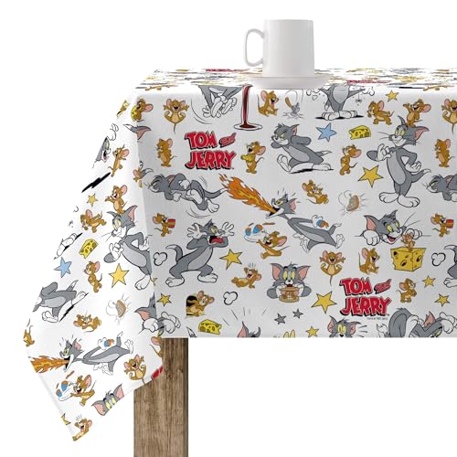 BELUM Tischdecke, fleckenabweisend, Tom & Jerry 02, fleckenabweisend, rechteckig, Harz, Tischdecke, Tischdecke, Küche, Tischdecke, 140 x 140 cm von BL BELUM