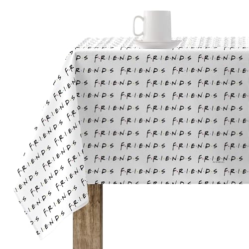 BELUM Tischdecke, schmutzabweisend, Modell Friends White, schmutzabweisend, Teflon, schmutzabweisend, rechteckig, Harz, Tischdecke, Tischdecke, Küche, Tischdecke für Zuhause (300 x 140 cm) von BL BELUM