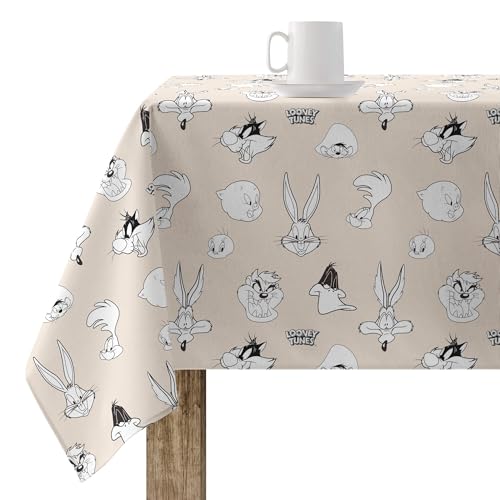 BELUM Tischdecke aus harzbeschichtetem Gewebe, 250 x 140 cm, fleckenabweisend, Modell Ltunes Basic 2, Beige, Tischdecke ohne Wachstuch von BL BELUM
