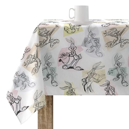 BELUM | harzbeschichtete Tischdecke (kunststoffbeschichtet), 300 x 140 cm, fleckenabweisend, Modell Looney Sketch 01; Tischdecke ohne Wachstuch; Baumwolle von BL BELUM