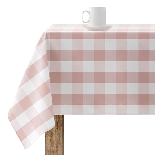Belum Tischdecke, harzbeschichtet, kariert, Größe: 140 x 140 cm, fleckenabweisend, Vichy-Rosa, 100% Bio-Baumwolle von BL BELUM