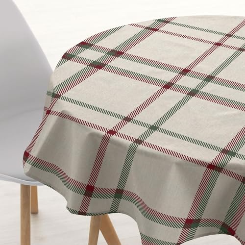 Belum Tischdecke, Weihnachten, Durchmesser 180 cm, rund, 100% Baumwolle, harzbeschichtet, schmutzabweisend, Nicht laminiert, Modell Weihnachtsbilder von BL BELUM