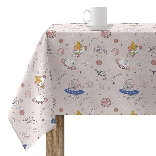 Belum Tischdecke, harzbeschichtet, 140 x 140 cm, fleckenabweisend, Modell Doodle Space TJ 1; Tischdecke aus Baumwolle von BL BELUM