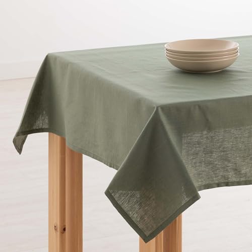 Belum Tischdecke, schmutzabweisend, 100% Leinen, Armeegrün, 350 x 150 cm, rechteckig, aus Harz, wasserdichte Tischdecke in verschiedenen Größen, Leinen-Tischdecken für den Innen- und Außenbereich von BL BELUM