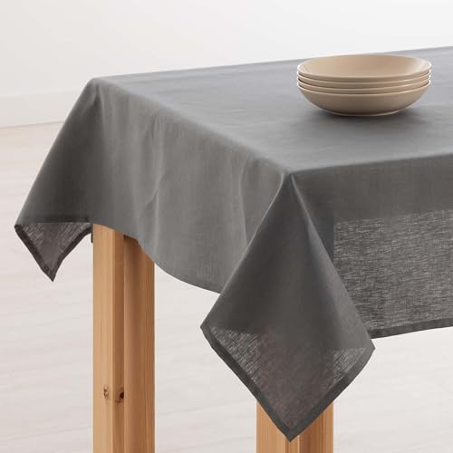 Belum Tischdecke, schmutzabweisend, Leinen, 100% Anthrazit, 100 x 150 cm, rechteckig, aus Harz, wasserdichte Tischdecke in verschiedenen Größen, Leinen-Tischdecken für den Innen- und Außenbereich von BL BELUM