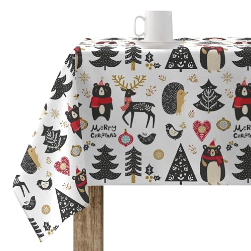 Belum Tischdecke Weihnachten, 100 x 140 cm, 100% Baumwolle, harzbeschichtet, schmutzabweisend, Modell Merry Christmas 61 von BL BELUM