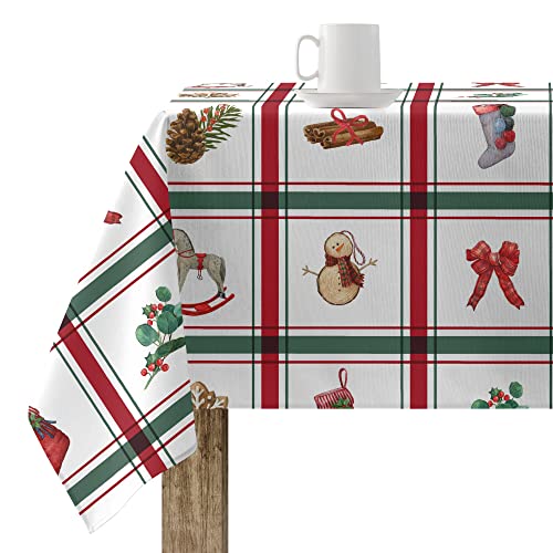 Belum Tischdecke Weihnachten, 100 x 140 cm, 100% Baumwolle, harzbeschichtet, schmutzabweisend, Modell Scottish Christmas 1 von BL BELUM