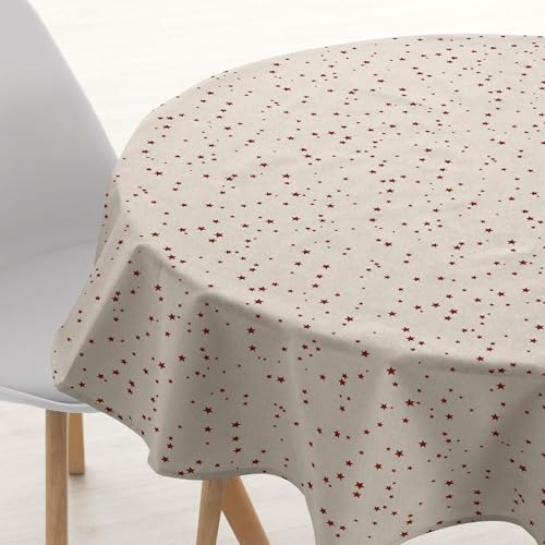 Belum Tischdecke für Weihnachten, Durchmesser 100 cm, rund, 100% Baumwolle, harzbeschichtet, schmutzabweisend, Modell Merry Christmas 23 von BL BELUM