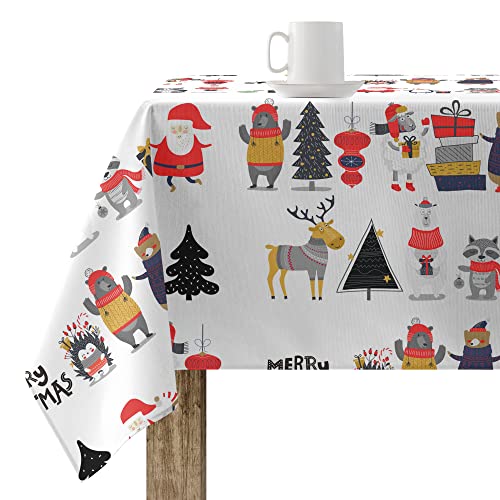 Belum | Weihnachten Tischdecke XL 180 x 250 cm 100% Baumwolle, harzbeschichtet, schmutzabweisend, Noel 5 von BL BELUM
