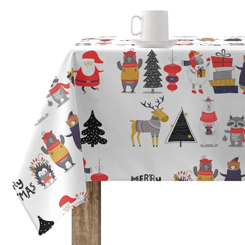 Belum | Weihnachten Tischdecke XL 180 x 250 cm 100% Baumwolle, harzbeschichtet, schmutzabweisend, Noel 5 von BL BELUM