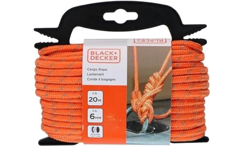 BLACK+DECKER Spanngurt auf Wickler - Zurrgurt 20 Meter - 6MM - Nylon - Orange von Black+Decker