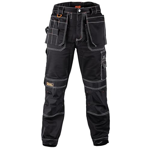 BLACK HAMMER Herren Sicherheitsarbeitshose Cargo Utility Entspannte Passform Wasserabweisend Dauerhaft und Bequeme Kleidung mit Kniepolstertaschen BAU-Arbeitskleidung Zilla (44W / 33 Long) von BLACK HAMMER