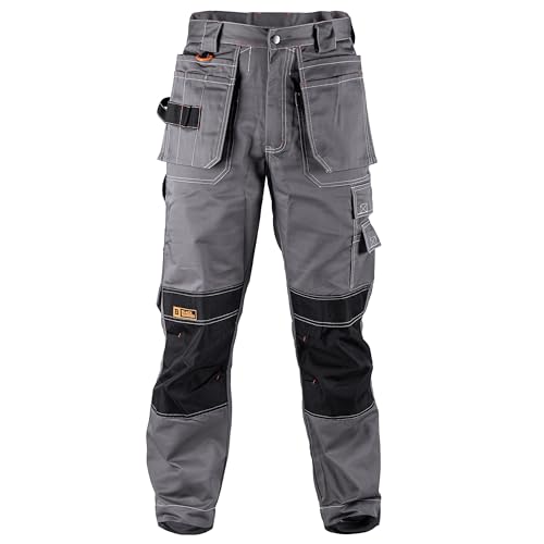 BLACK HAMMER Herren Sicherheitsarbeitshose Cargo Utility Entspannte Passform Wasserabweisend Dauerhaft und Bequeme Kleidung mit Kniepolstertaschen BAU-Arbeitskleidung Zilla (Graphit 34W / 29 Short) von BLACK HAMMER