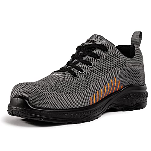 BLACK HAMMER Sicherheits Turnschuhe für Männer metallfreie S1P SRC Ultraleichte Verbundwerkstoff-Zehenkappe Kevlar-Mittelsohle Nichtmetallische Arbeitsschuhe Knöchelwandersc 2222 (43 EU) von BLACK HAMMER