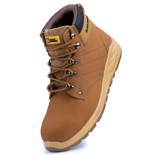 BLACK HAMMER Sicherheitsarbeitsstiefel für Herren - Stahlkappe und Zwischensohlenschutz, Öl- und Wasserbeständig Wildleder Perfekt für Fachleute Ideal für den Außeneinsatz S3 SRC George (40 EU) von BLACK HAMMER