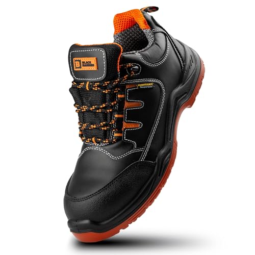 BLACK HAMMER Sicherheitsschuhe Herren S3 SRC leicht Kunststoffkappe und Kevlar Zwischensohle Wasserdicht Arbeitsschuhe knöchelhoch Sicherheitsstiefel Wanderschuhe 9007 (43 EU) von BLACK HAMMER