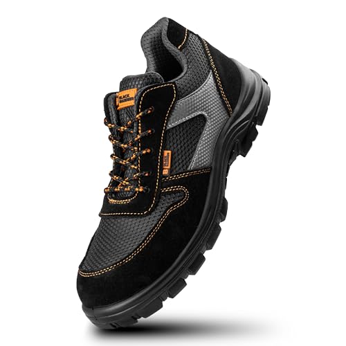 BLACK HAMMER Sicherheitsschuhe Herren Verbundstoff Kappe Und Kevlar Zwischensohle Atmungsaktiv Leicht Arbeitsschuhe Metallfrei Knöchelhoch Reflektierende Wanderschuhe S1P SRC 1997 (48 EU) von BLACK HAMMER