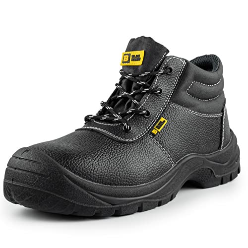 BLACK HAMMER Sicherheitsstiefel Herren Arbeitsschuhe Leder Stahlkappe Leichtes Schuhwerk S3 SRC 1400 Schwarz (43 EU) von BLACK HAMMER