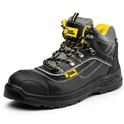 BLACK HAMMER Sicherheitsstiefel Herren Leicht Arbeitsstiefel Stahlkappe Zwischensohle aus Stahl Sicherheitsschuhe für Arbeit Bequeme Arbeitsschuhe Wasserdicht Rutschfest Antistatisch S3 9944 (42 EU) von BLACK HAMMER