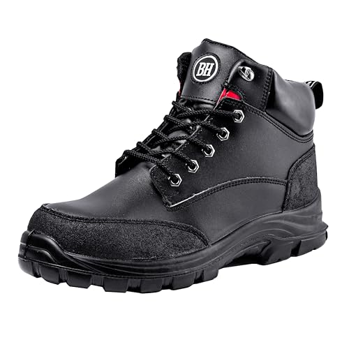 BLACK HAMMER Sicherheitsstiefel Herren S3 SRC Stahlkappe Arbeitsschuhe Knöchelhoch Leder Sicherheitsschuhe Leicht 7700 (46 EU) von BLACK HAMMER