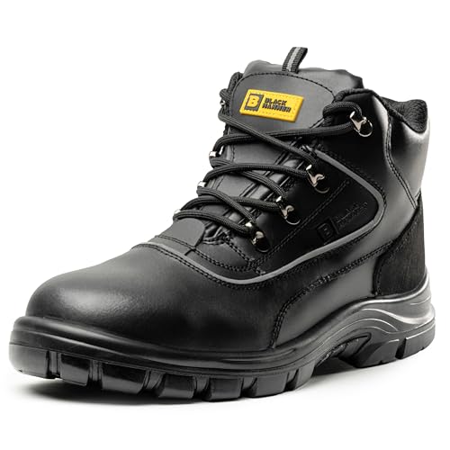 BLACK HAMMER Sicherheitsstiefel Herren S3 SRC Stahlkappe Arbeitsschuhe Knöchelhoch Leder Sicherheitsschuhe Schwarz Leicht 7752 (39 EU) von BLACK HAMMER
