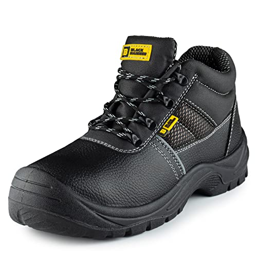 BLACK HAMMER Sicherheitsstiefel Stahlkappe Herren Öl- und rutschfeste S3 SRC Arbeitsschuhe 1471 Schwarz (46 EU) von BLACK HAMMER