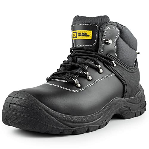 BLACK HAMMER Sicherheitsstiefel für Herren mit Stahlkappe Leder Heavy Duty Arbeitsschuhe Lightweight Footwear S3 SRC 1700 Black (41 EU) von BLACK HAMMER