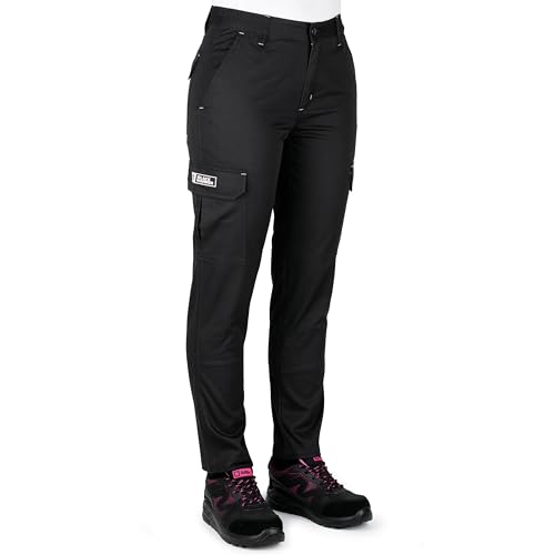 Black Hammer Damen-Cargo-Arbeitshose, mehrere Taschen, elastischer Bund, strapazierfähig, dreifach genäht, verstärkt, für Belastungspunkte, Endure, Arbeitskleidung, Schwarz, 33W x 28L Black Hammer Damen-Cargo-Arbeitshose, mehrere Taschen, elastischer Bund, strapazierfähig, dreifach genäht, verstärkt, für Belastungspunkte, Endure, Arbeitskleidung, Schwarz, 33W x 28L von BLACK HAMMER