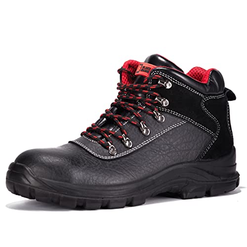 Black Hammer Herren Sicherheitsstiefel Wasserdicht S3 SRC Stahlkappe Leder Sicherheitsschuhe, Schwarz 7777 (47 EU)/13 UK von BLACK HAMMER