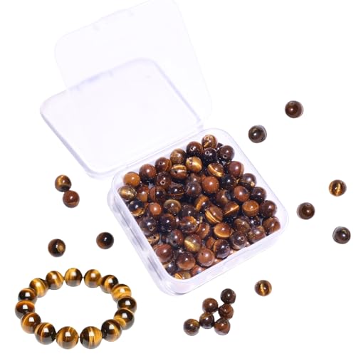 BLAESIFF 100 Stück 8 mm gelbe Tigerauge-Perlen, natürlicher Edelstein, runde lose Steinperlen für DIY-Halsketten, Armbänder, Schmuckherstellung BLAESIFF 100 Stück 8 mm gelbe Tigerauge-Perlen, natürlicher Edelstein, runde lose Steinperlen für DIY-Halsketten, Armbänder, Schmuckherstellung von BLAESIFF
