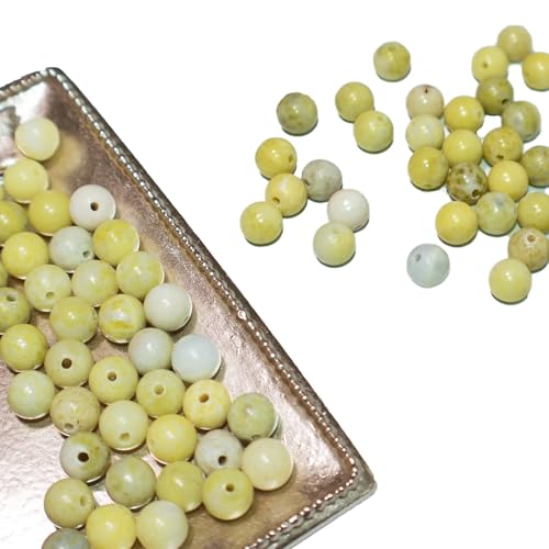 BLAESIFF Natürliche Edelstein Perlen zur Schmuckherstellung, 6mm lose runde Halbedelstein perlen für Armbänder und Halsketten, 58-60Stück (Blumenkohl stein, 6 mm) von BLAESIFF