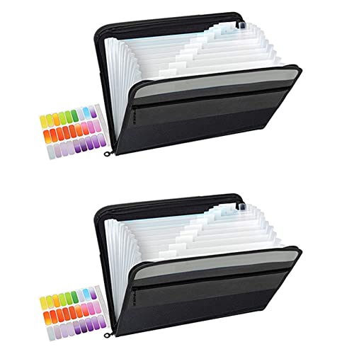 BLASHRD 2X 13 Erweiterbarer Akten Ordner A4 Kunststoff Dokumenten Mappen Organizer(Schwarz) von BLASHRD