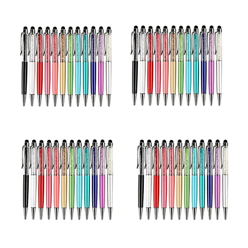 BLASHRD 48 Teile Bling Bling 2 in 1 Schlank Kristall Diamant Stylus Kugelschreiber (12 Farben) von BLASHRD