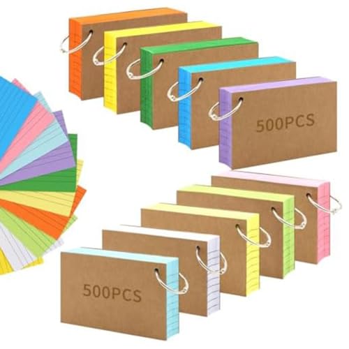 BLASHRD Großpackung mit 1000 Farbigen Karteikarten im Format 3 X 5 mit Ringen, Liniert und Liniert für Effizientes Notieren BLASHRD Großpackung mit 1000 Farbigen Karteikarten im Format 3 X 5 mit Ringen, Liniert und Liniert für Effizientes Notieren von BLASHRD