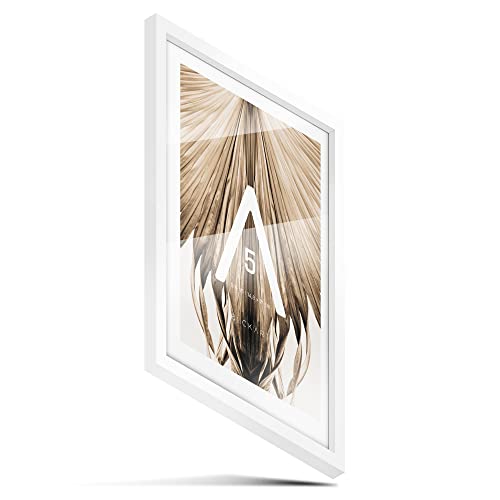 BLCKART Bilderrahmen Set | 2 Stk. | Hochwertige DIN A4 Rahmen Holz Schwarz 21 x 29,7cm (Holz | Weiß, 1x DIN A5) von BLCKART