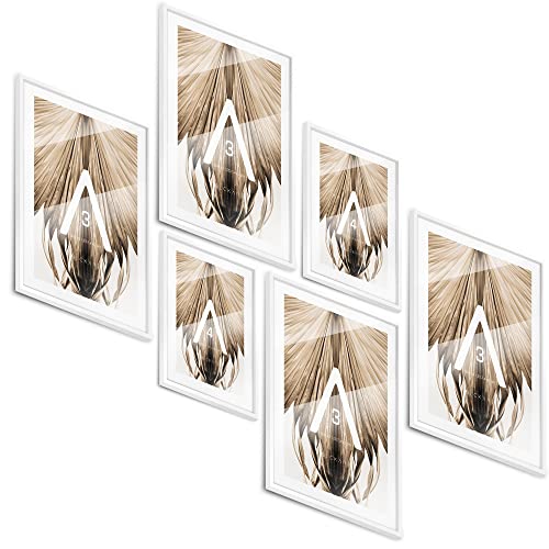 BLCKART Bilderrahmen Set | 4x A3 | 2x A4 | Hochwertige DIN A3 Holz Rahmen Weiß für Poster Sets von BLCKART