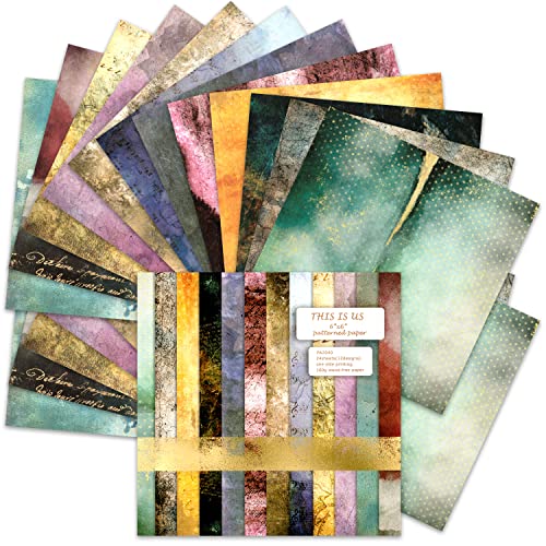 Scrapbook-Papier, 24 Blatt, Bastelalbum, Papierblock, 15.2x15.2 cm, einseitiger Druck, Vintage-Papier, Journaling-Zubehör für Post, Kartenherstellung, Kunstalbum, Junk-Tagebuch von BLEDS