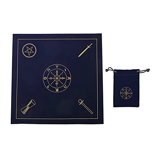 BLESSUME Tarot-Tischdecke Altar Wahrsagung Tuch mit Tarot-Tasche (dunkelblau) von BLESSUME