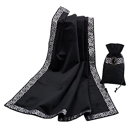 BLESSUME Wicca Altar Tarot-Tischdecke zum Lesen mit Kartentasche, quadratisch, 62 x 62 cm, Schwarz BLESSUME Wicca Altar Tarot-Tischdecke zum Lesen mit Kartentasche, quadratisch, 62 x 62 cm, Schwarz von BLESSUME