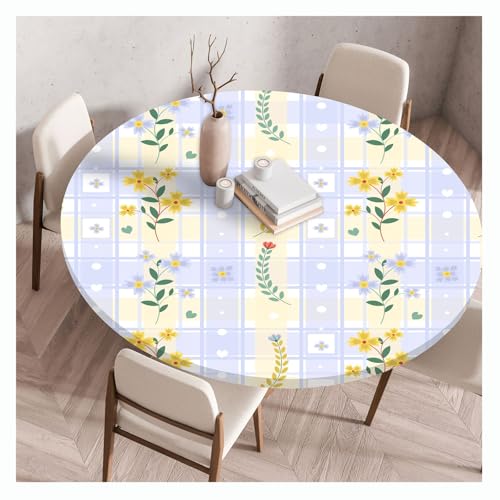 Tischdecke Outdoor,Outdoor Runde Tischdecke mit Gummizug - abwaschbar Elastisch Garten tischdecke, Elastisch Rund Abwaschbar Tischdecken, Garten Tischdecke (Style 28,80cm(31.5in)) von BLGVGKLPNT