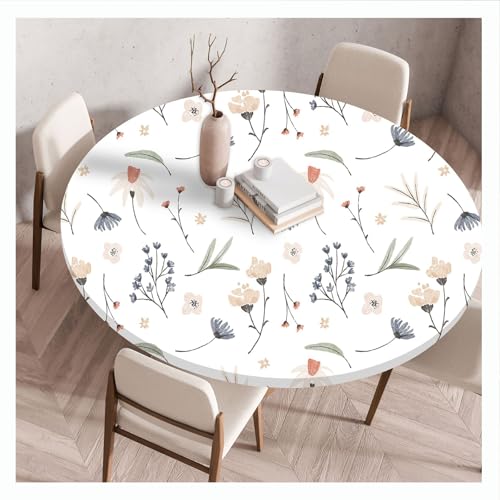Tischdecke Outdoor,Outdoor Runde Tischdecke mit Gummizug - abwaschbar Elastisch Garten tischdecke, Elastisch Rund Abwaschbar Tischdecken, Garten Tischdecke (Style 6,120cm(47.2in)) von BLGVGKLPNT